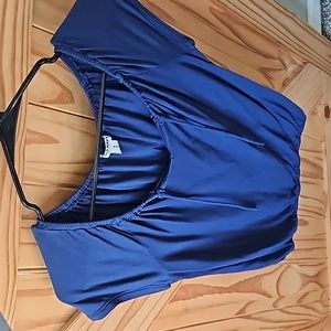 Old Navy Women's Medium V Neck top with tie - Navy Blue